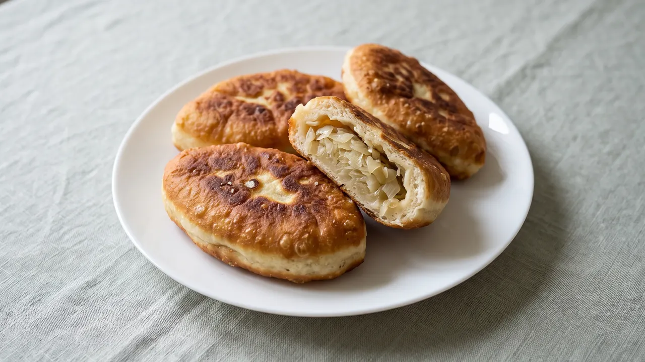 Fried cabbage pies (pyrizhky), the finished dish