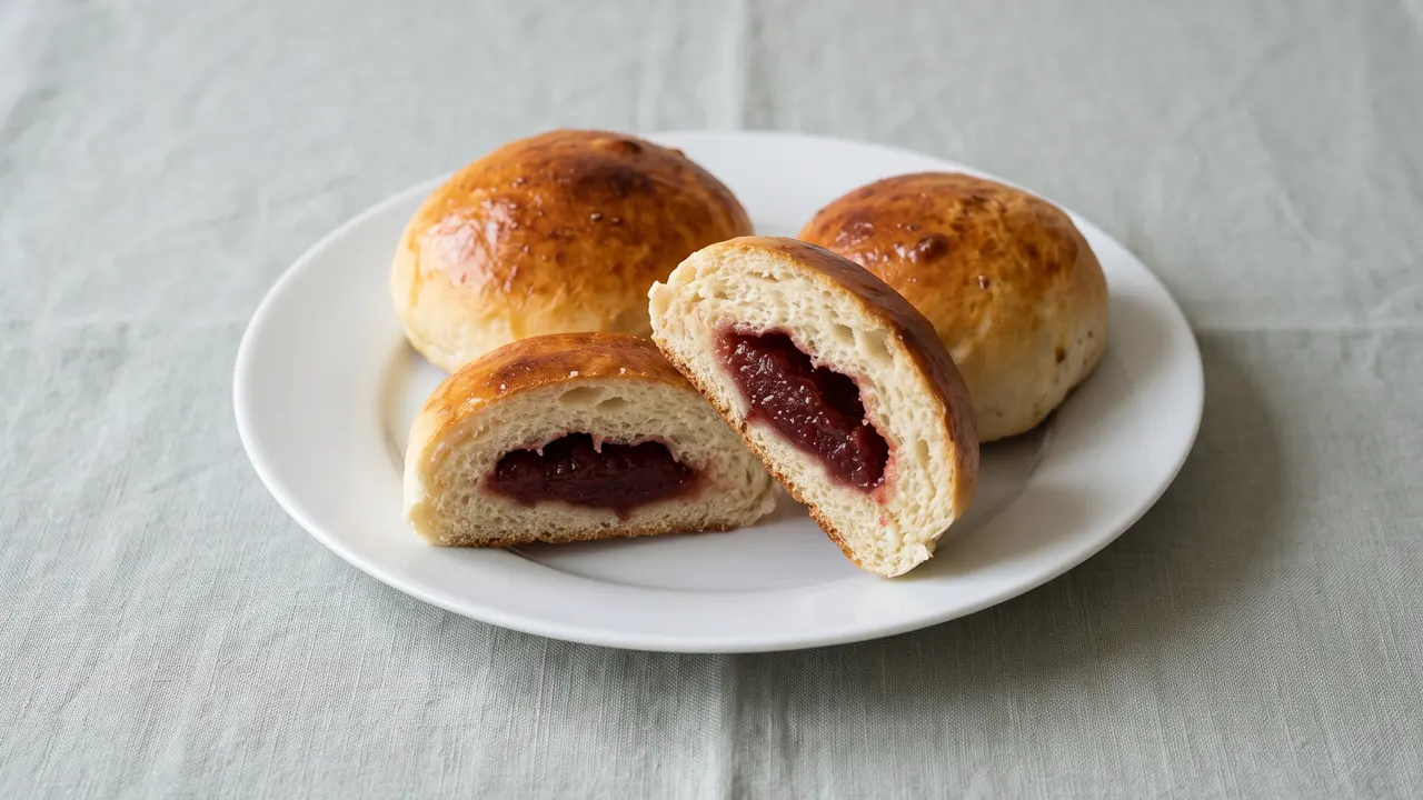 Jam-filled bun, the finished dish