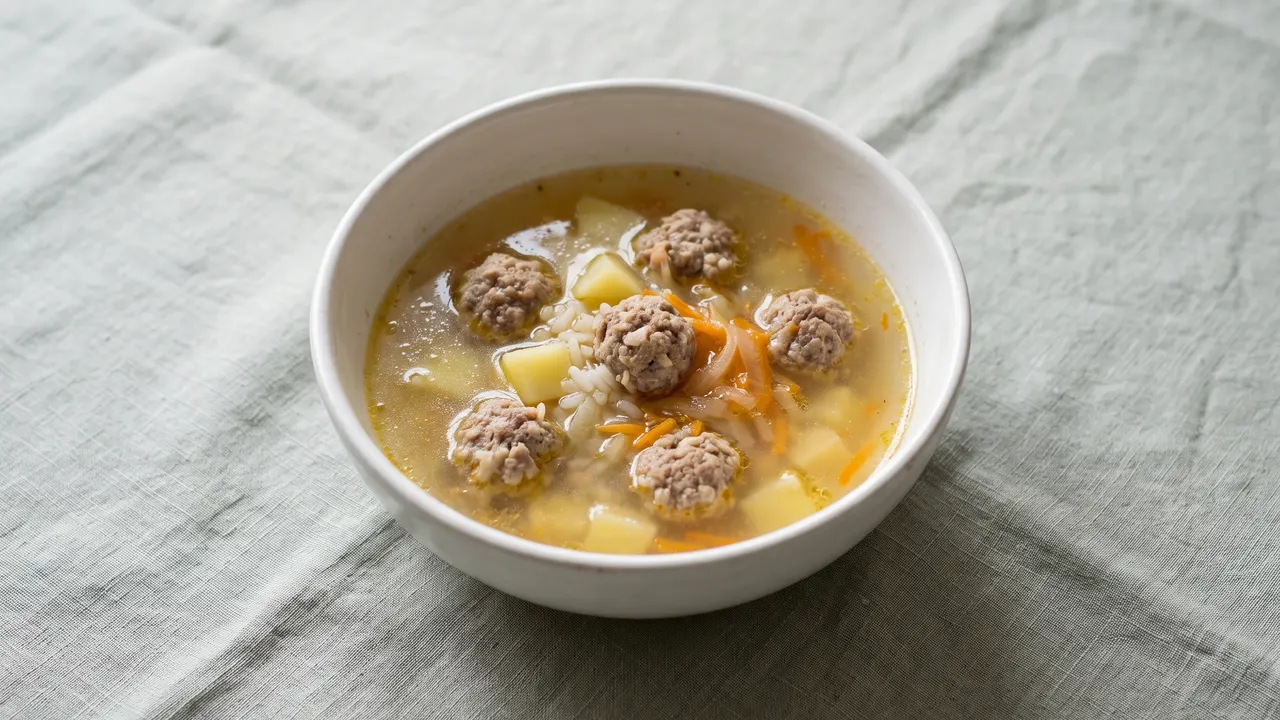 Meatball soup, the finished dish